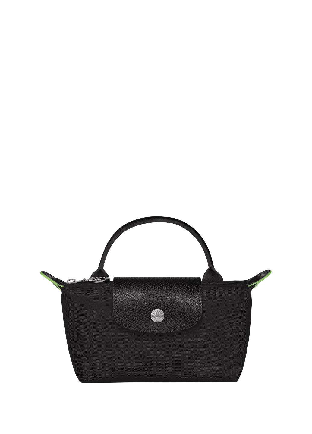 Longchamp Le Pliage Green Pouch With Handle Black