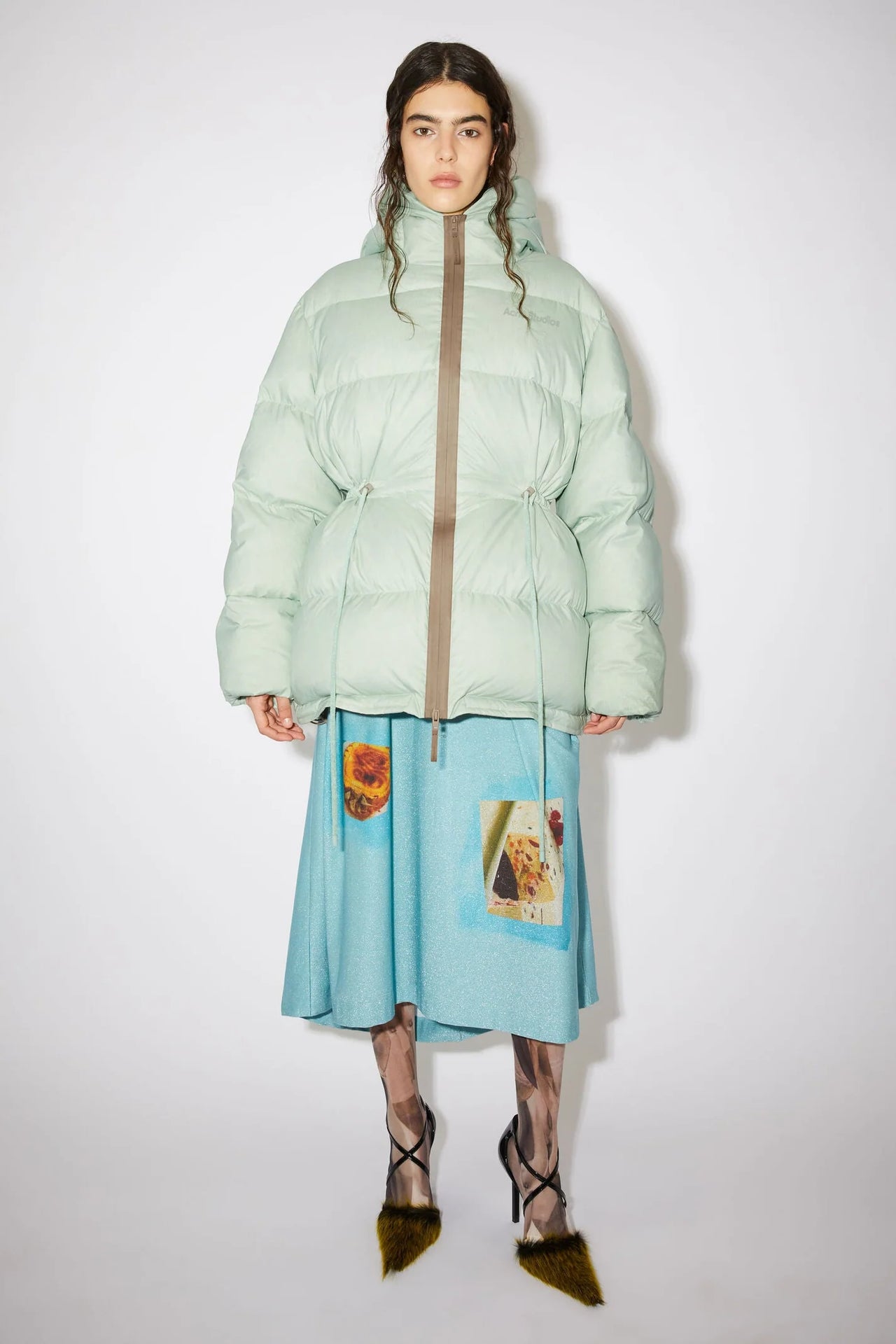 Acne Studios Hooded puffer coat Spearmint green