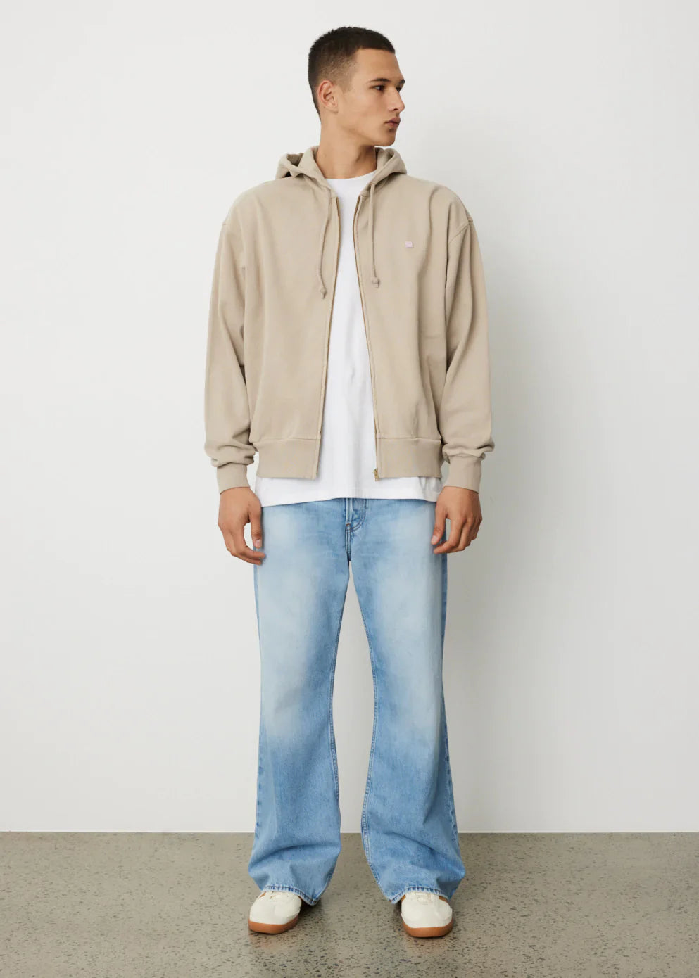 Acne Studios Color Face Patch Zip Hoodie Beige