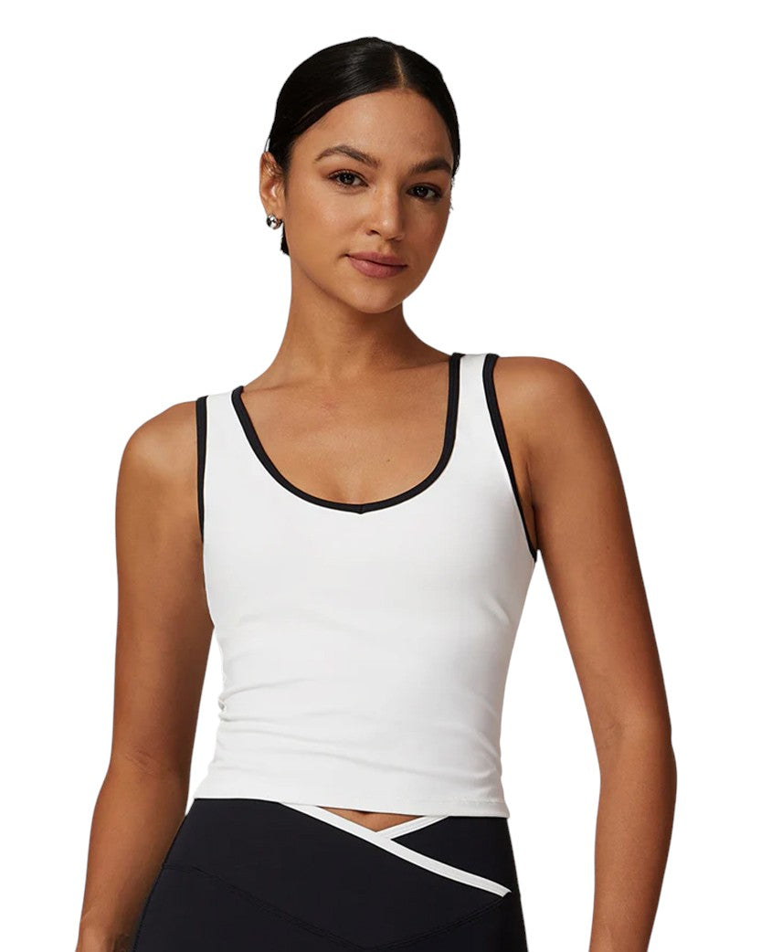 Alo Yoga Contrast Line Tank White 88434-WT