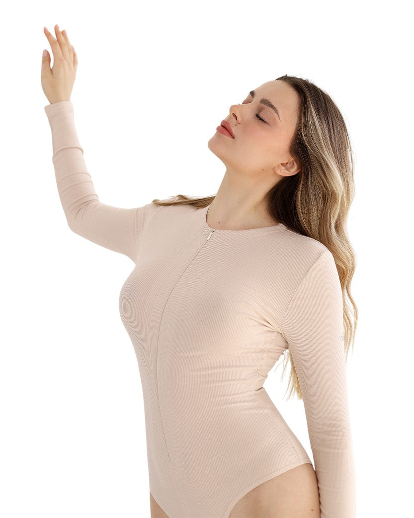 Alo Yoga Zip Bodysuit Beige