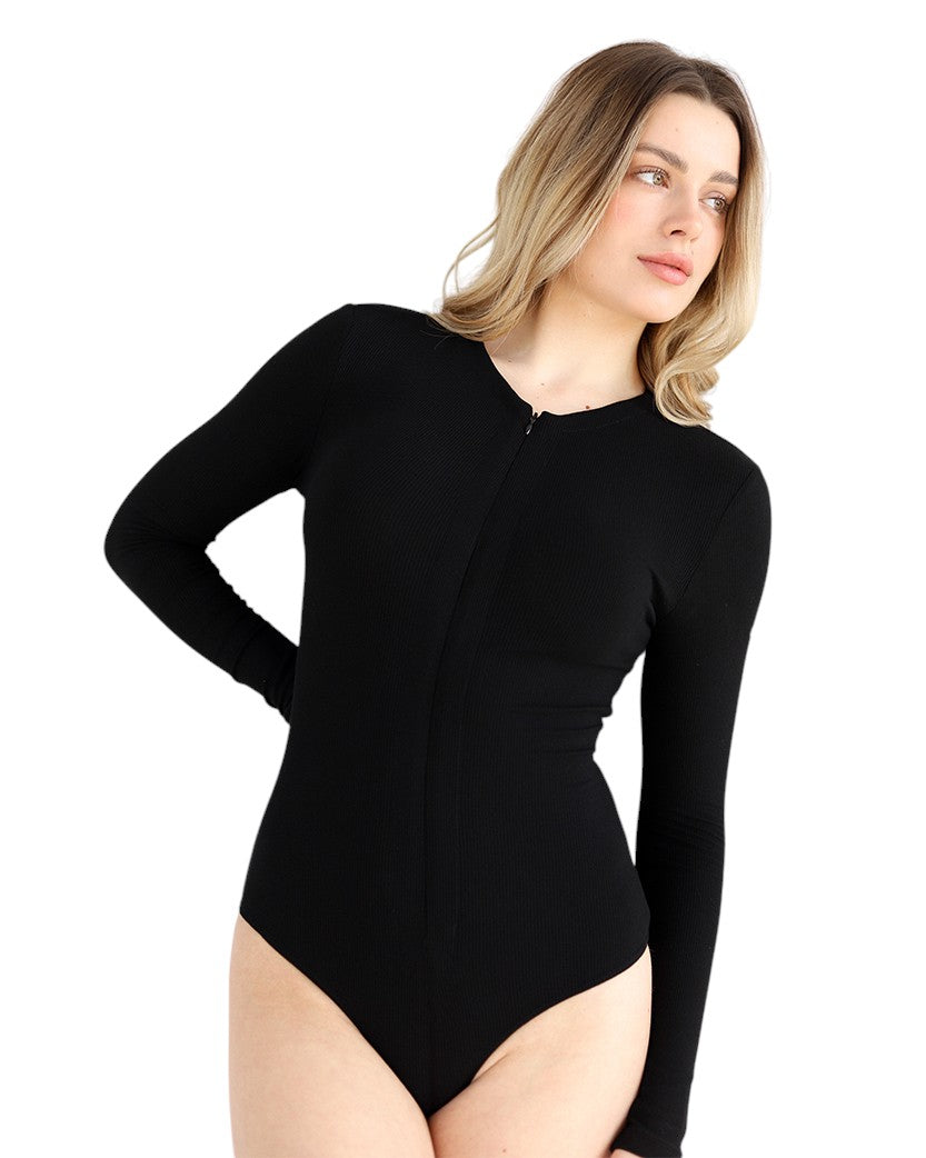 Alo Yoga Zip Bodysuit Black