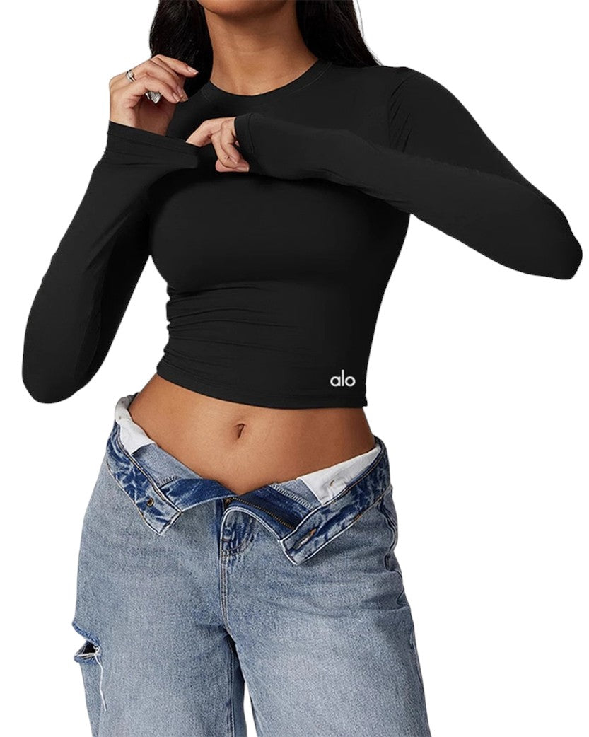 Alo Yoga Sports Long Sleeve Black
