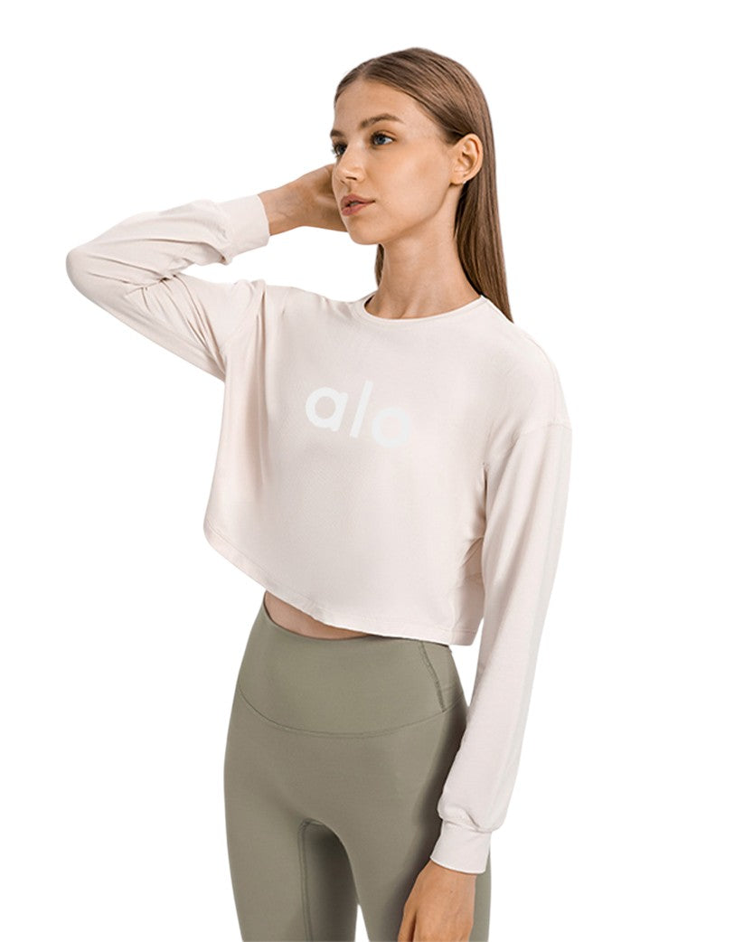 Alo Yoga Cropped Long Sleeve Top Lime S124-LM