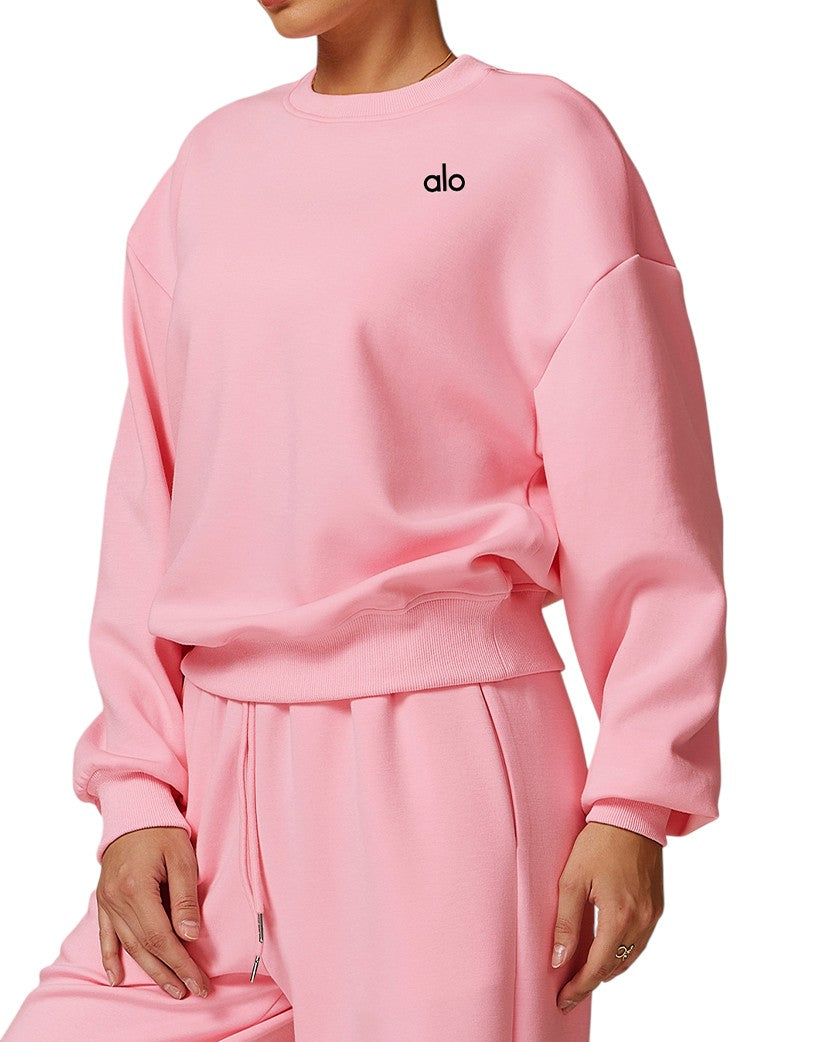 Alo Yoga Accolade Crew Neck Pullover Pink px446-PK