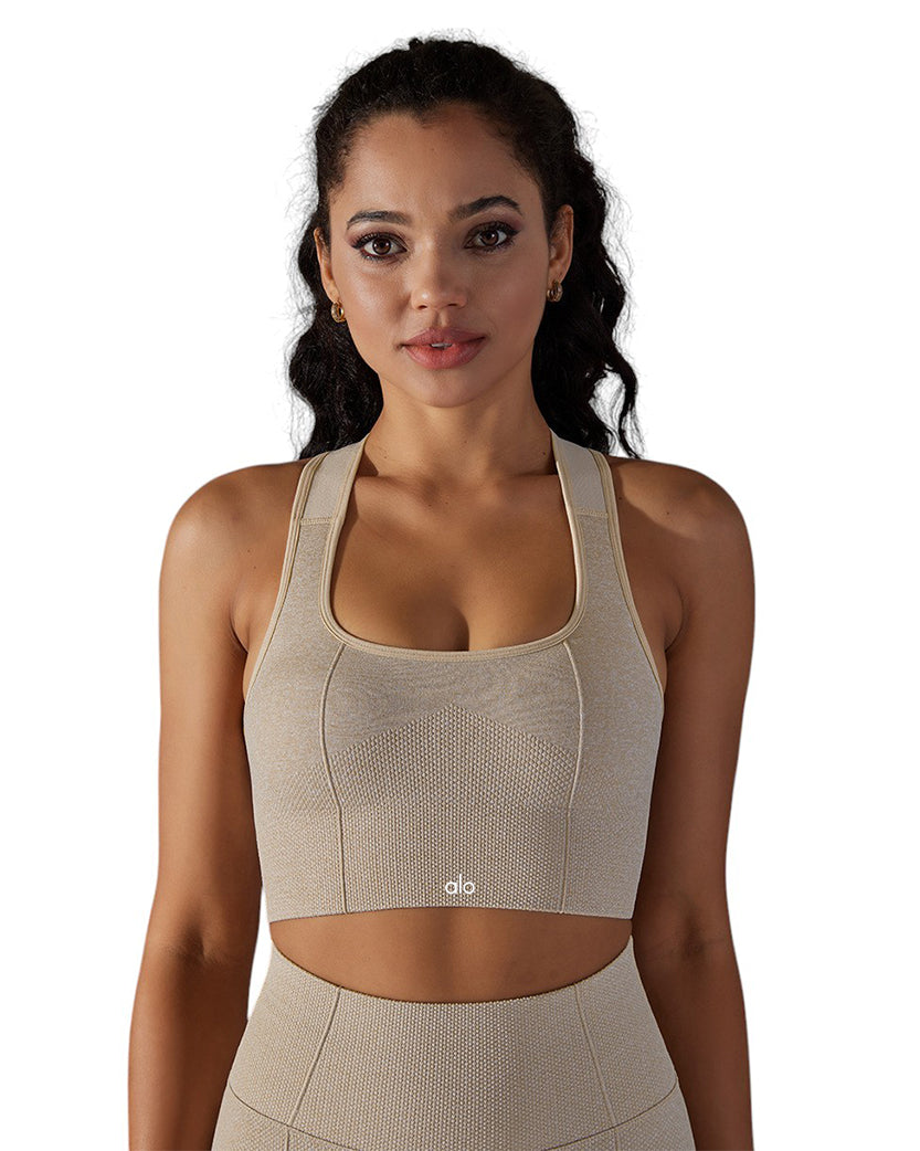 Alo Yoga Tight Fit Sports Top Beige