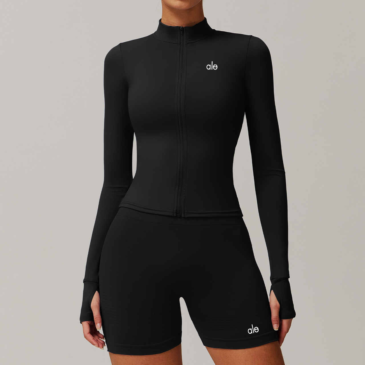 Alo Yoga Zipper Long Sleeve Black