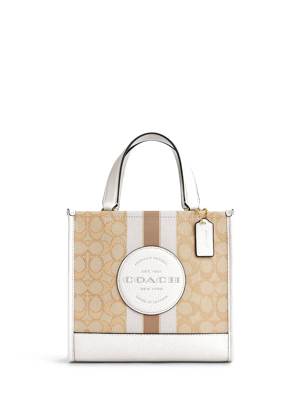 Coach Dempsey Tote 22 In Signature Jacquard Light Khaki Chalk