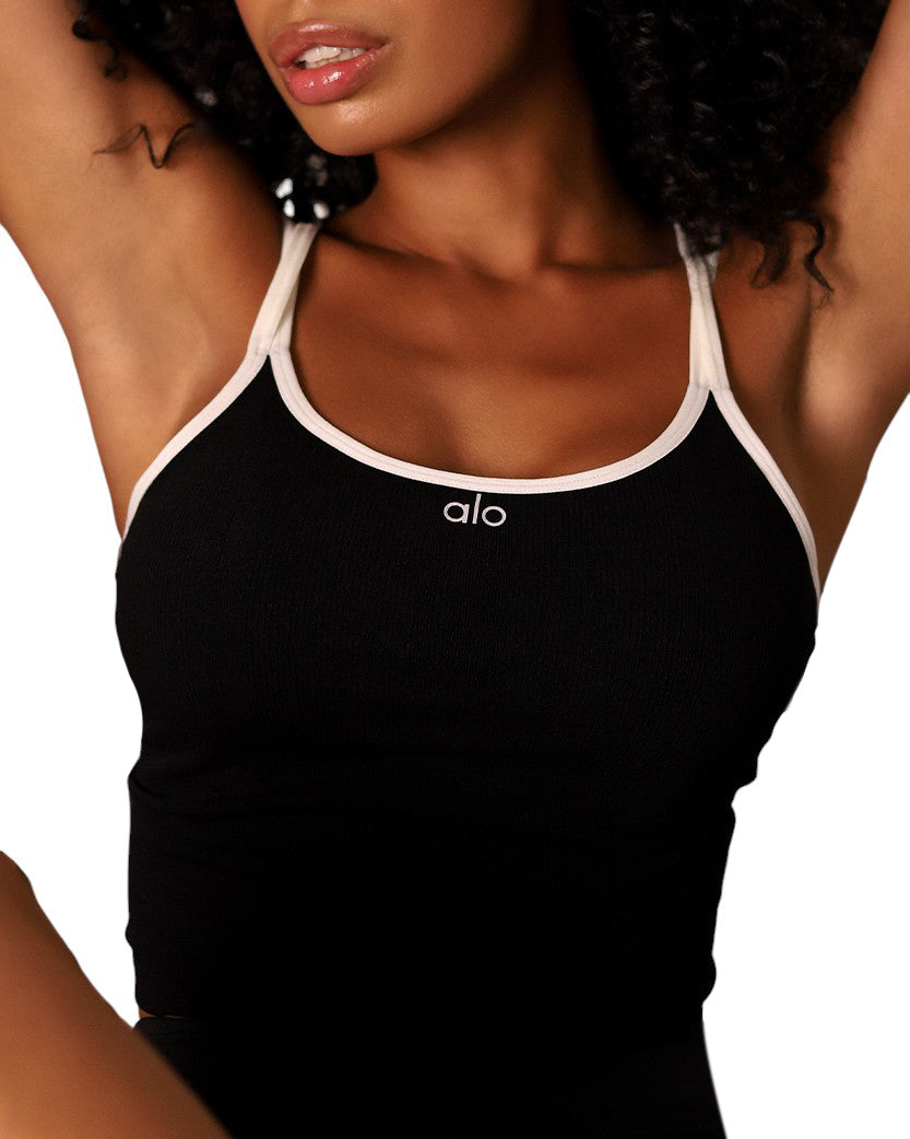 Alo Yoga Top Black with White Straps