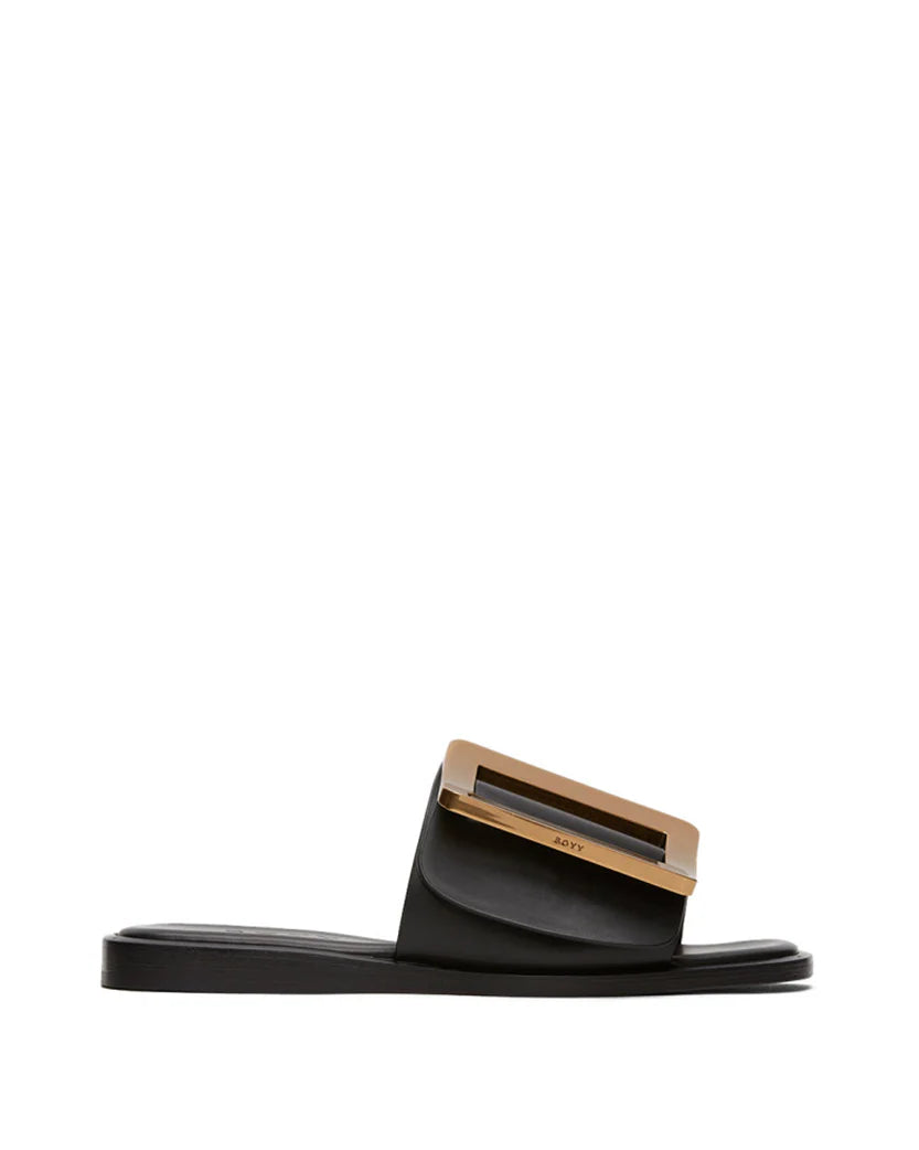 BOYY Buckle Flat Sandals Black