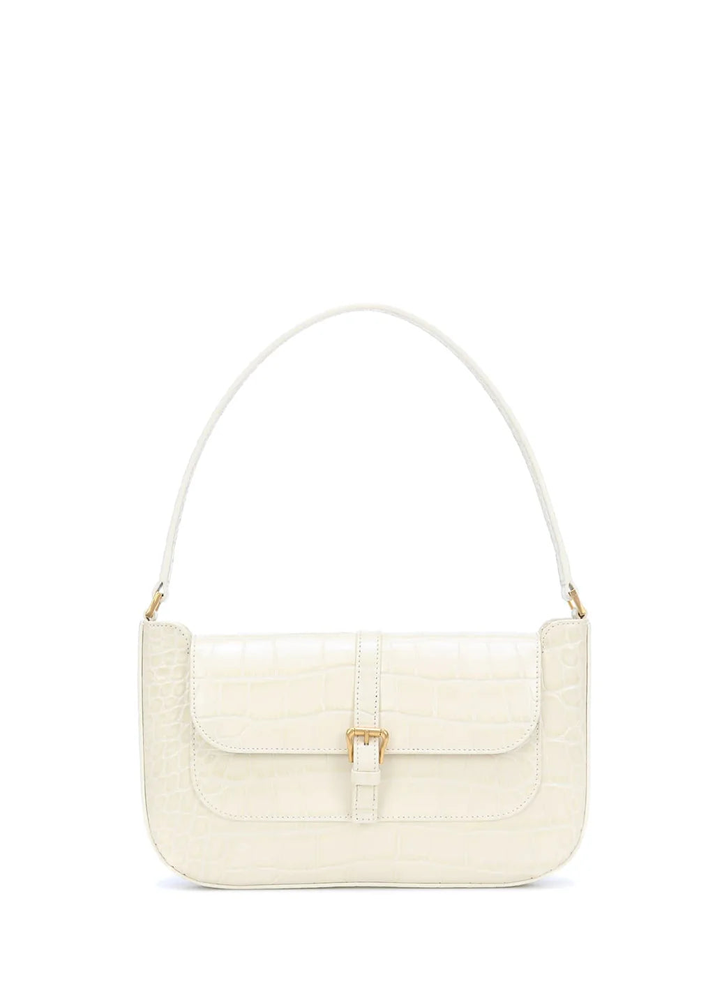 By Far Miranda Cream Croco Embossed Leather