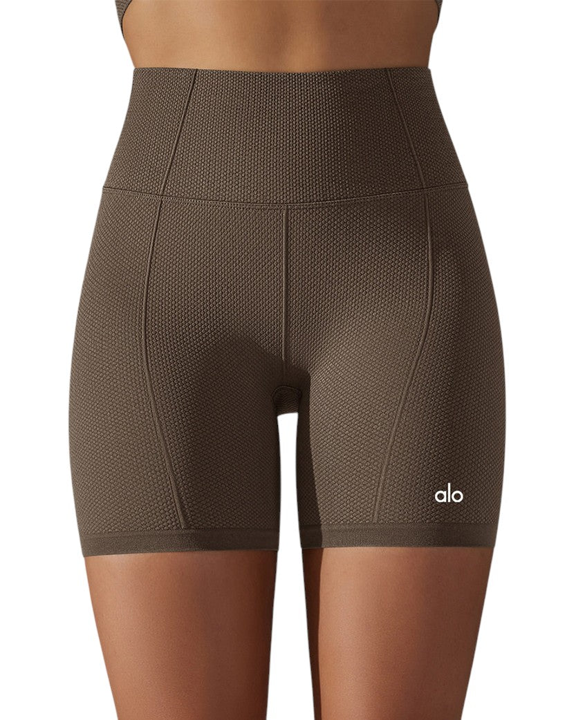 Alo Yoga Tight Fit Sports Shorts Dark Coffee