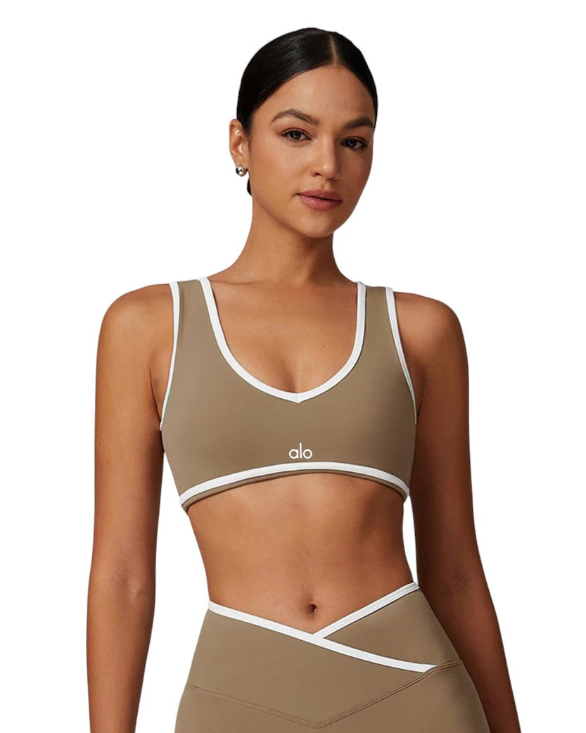 Alo Yoga Contrast Line Bra Mocha Brown 88432-MBN