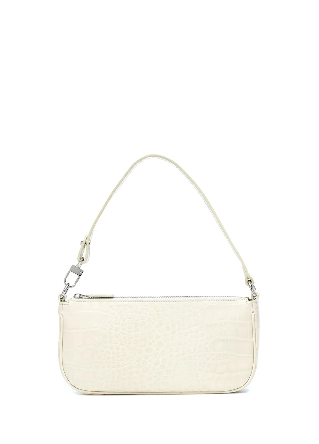 By Far Rachel Cream Croco Embossed Leather