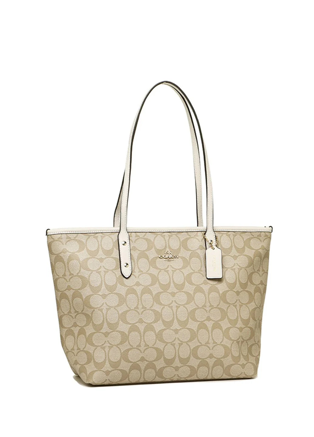 Coach City Zip Tote In Signature Canvas Chalk