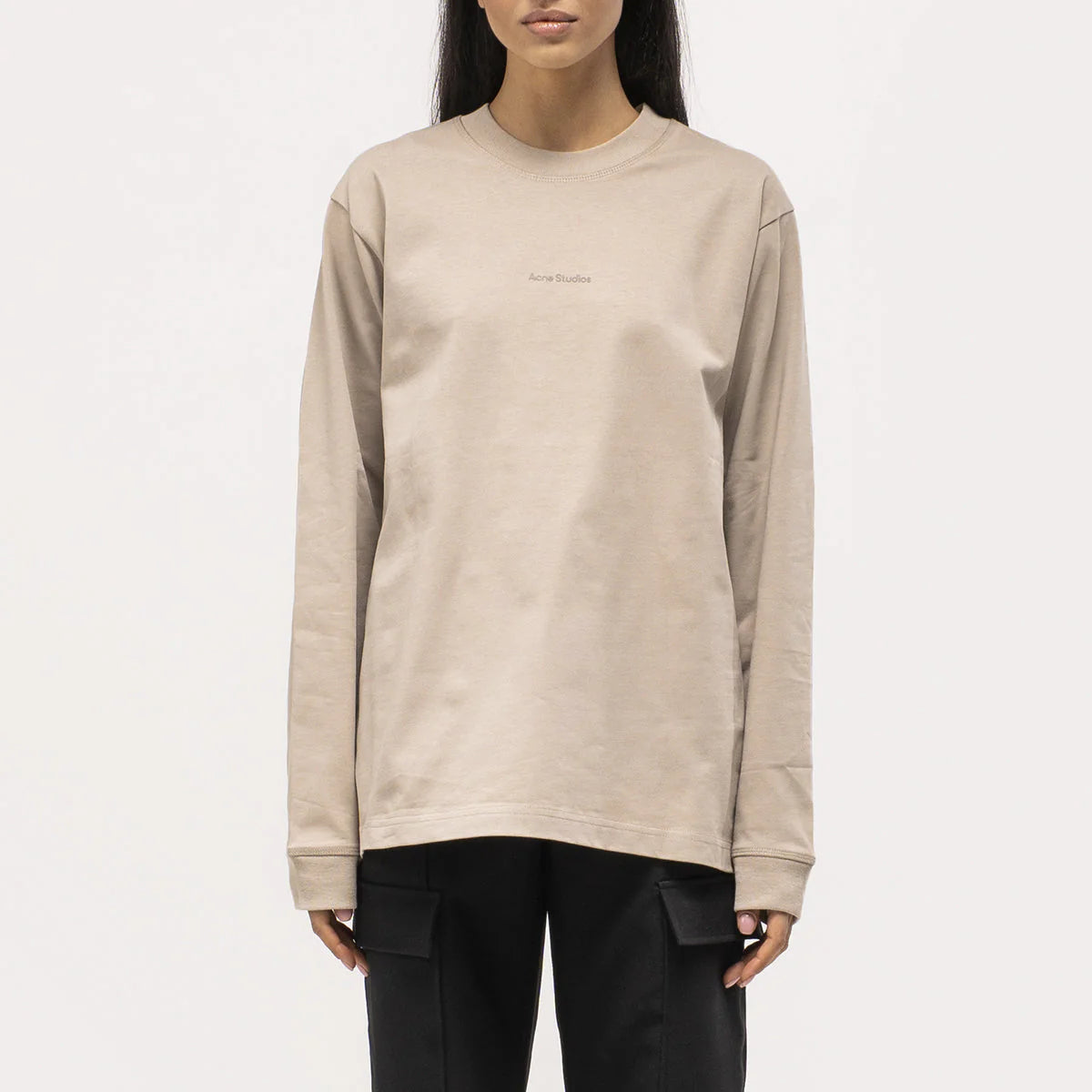 Acne Studios Simple Logo Long Sleeve Beige - Оригінал