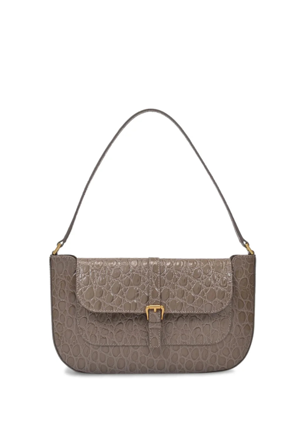 By Far Miranda Grey Croco Embossed Leather