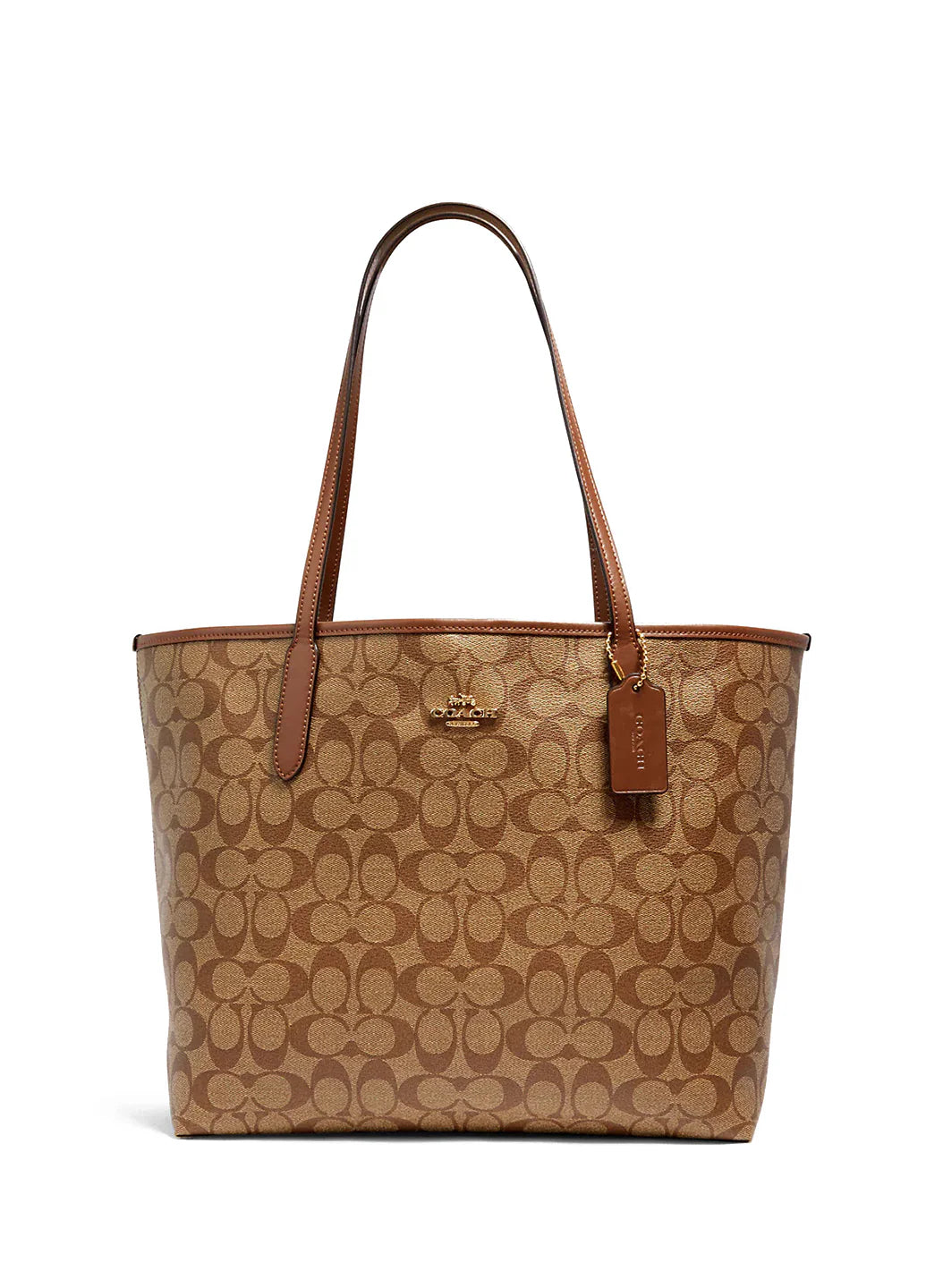 Coach City Tote In Signature Canvas Brown