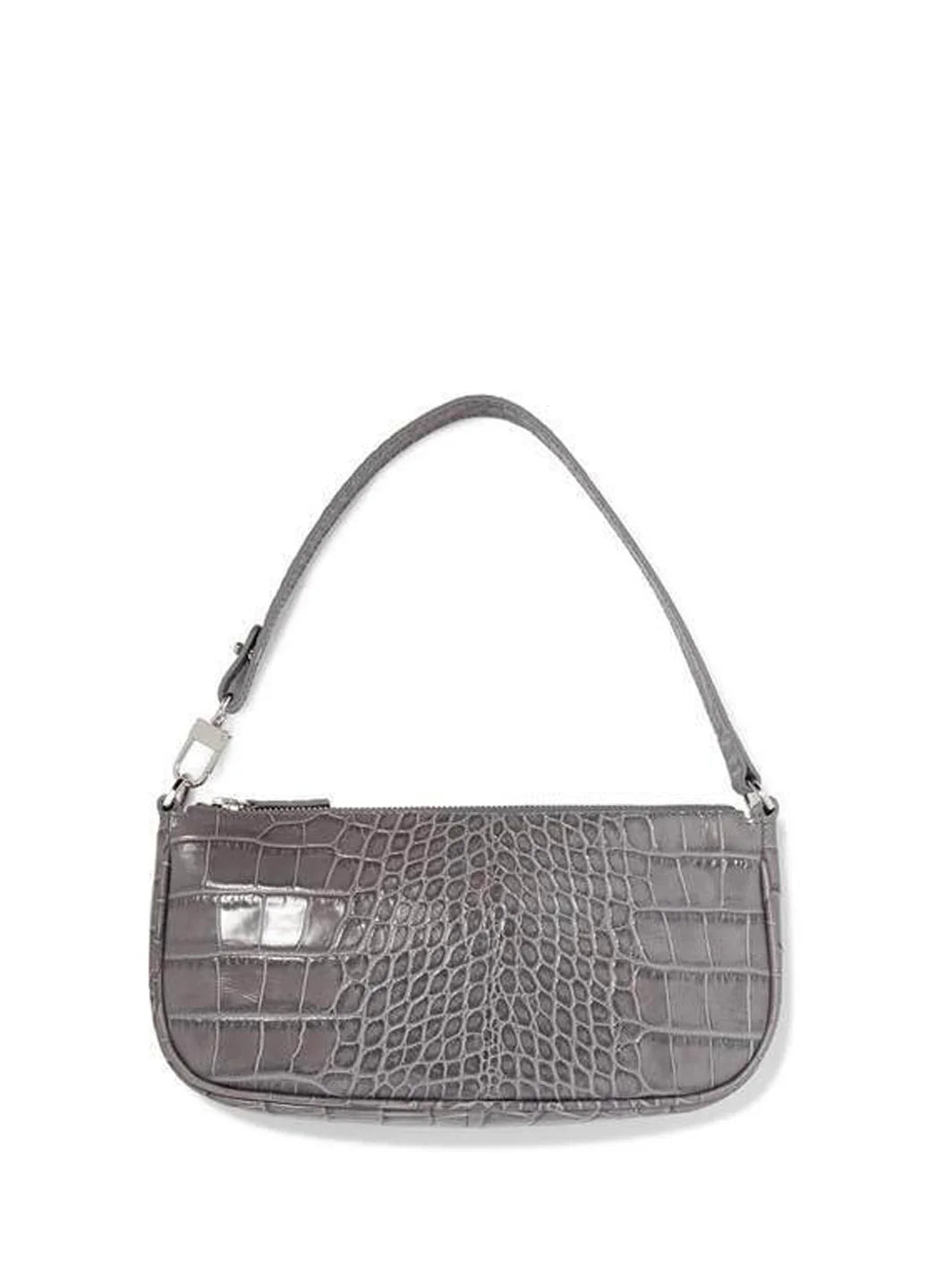 By Far Rachel Grey Croco Embossed Leather