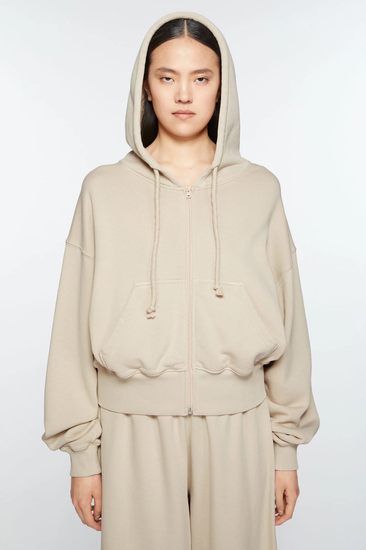 Acne Studios Felly Gothic Logo Zip Up Hoodie Faded Grey