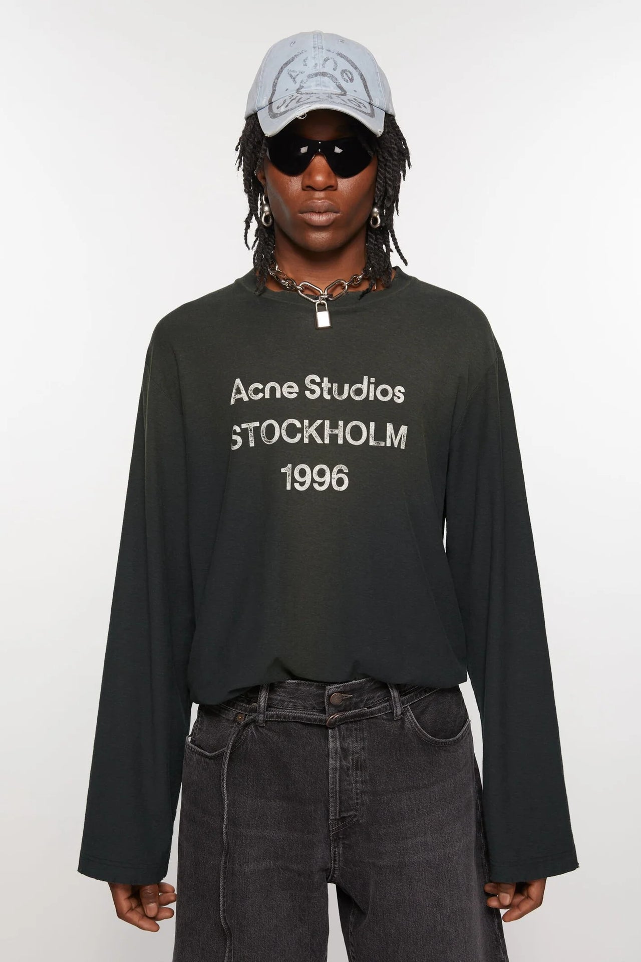 Acne Studios Stamp Logo Long Sleeve Faded Black