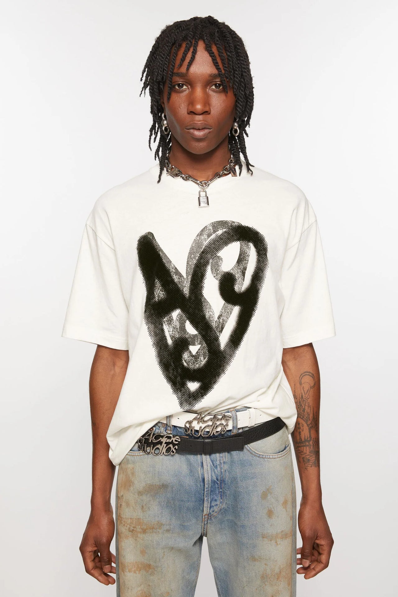 Acne Studios Heart Printed T-Shirt White