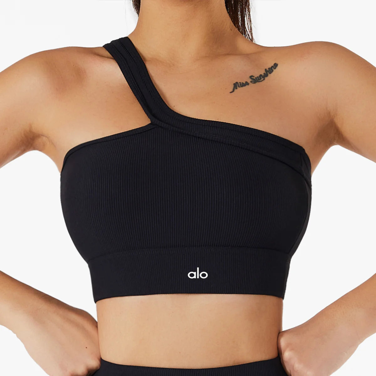 Alo Yoga One Shoulder Bra Black