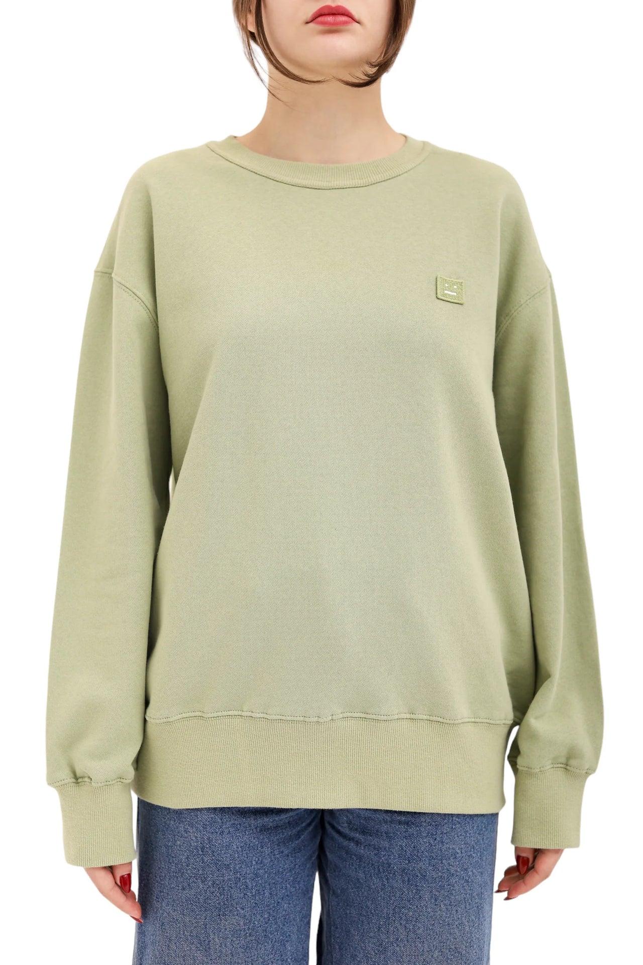 Acne Studios Face Patch Crewneck Sweatshirt Sage