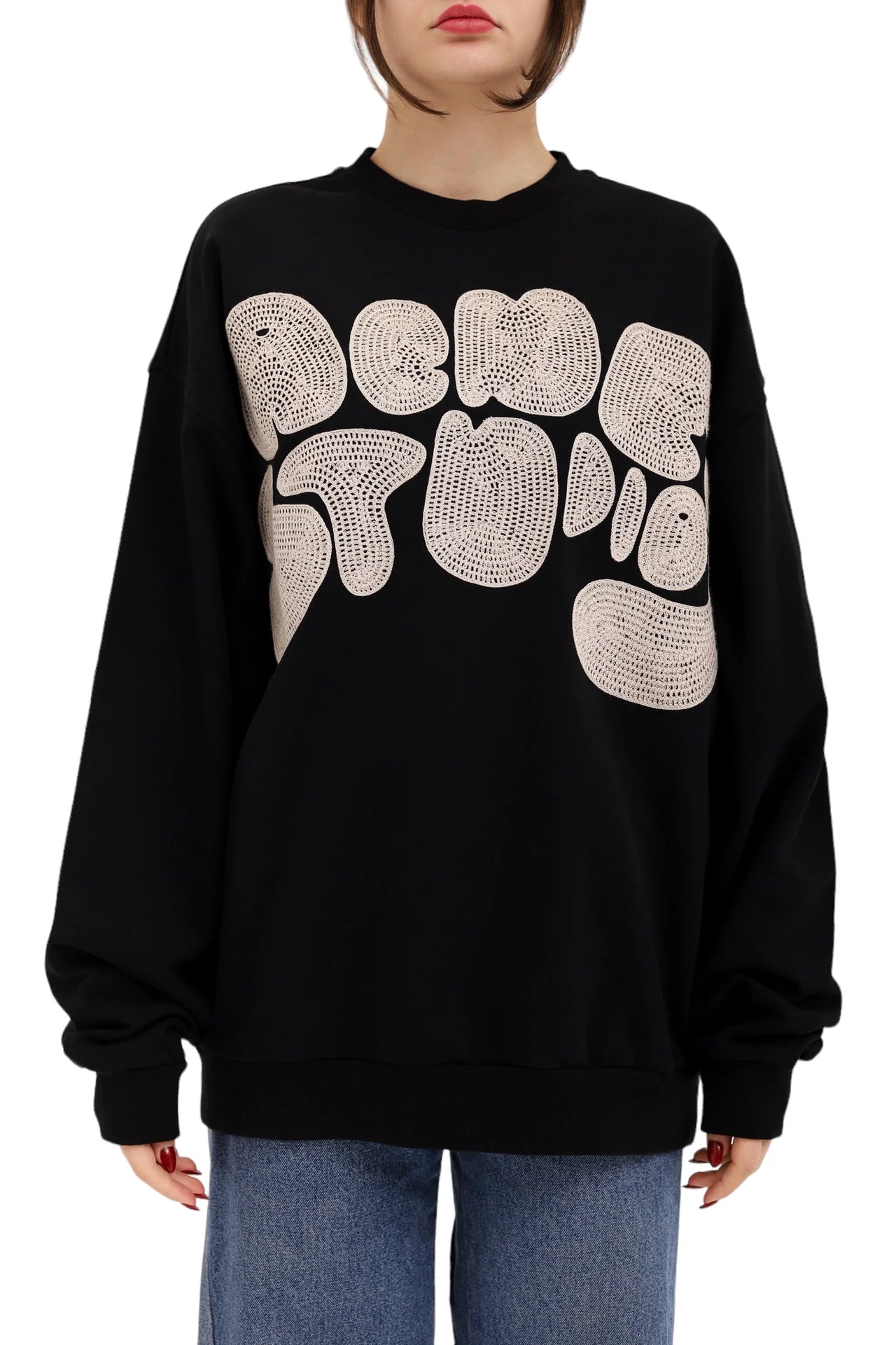 Acne Studios Crew neck bubble logo sweater Anthracite grey