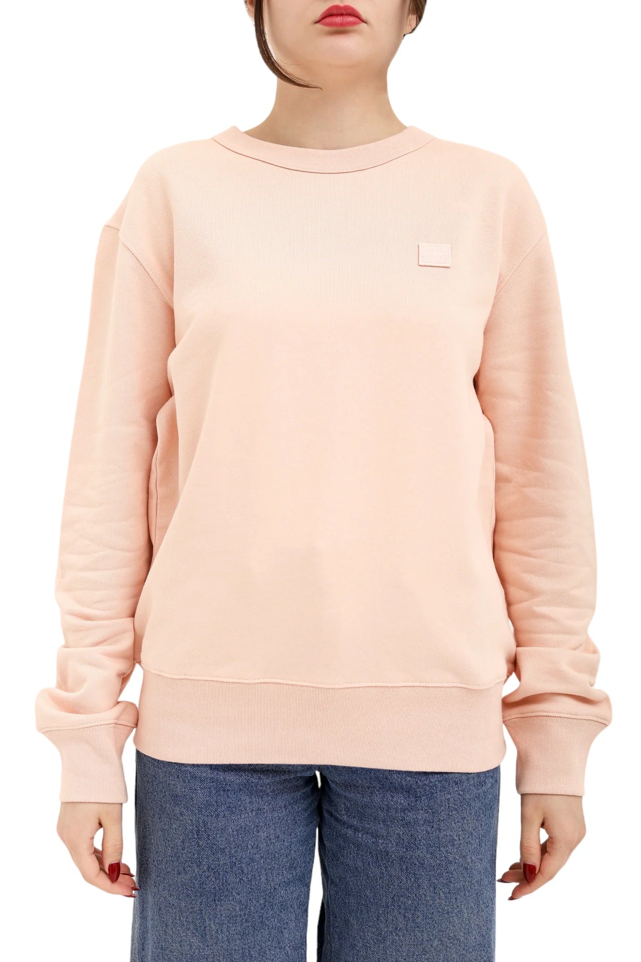 Acne Studios Face Patch Crewneck Sweatshirt Shrimp