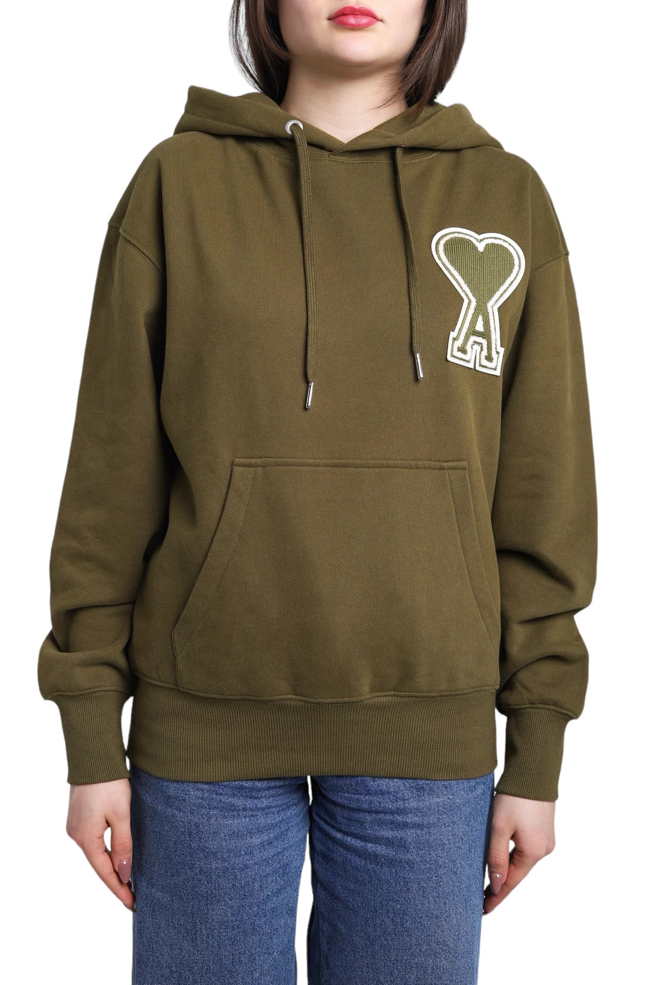 AMI Paris Oversize Ami de Coeur hoodie Olive