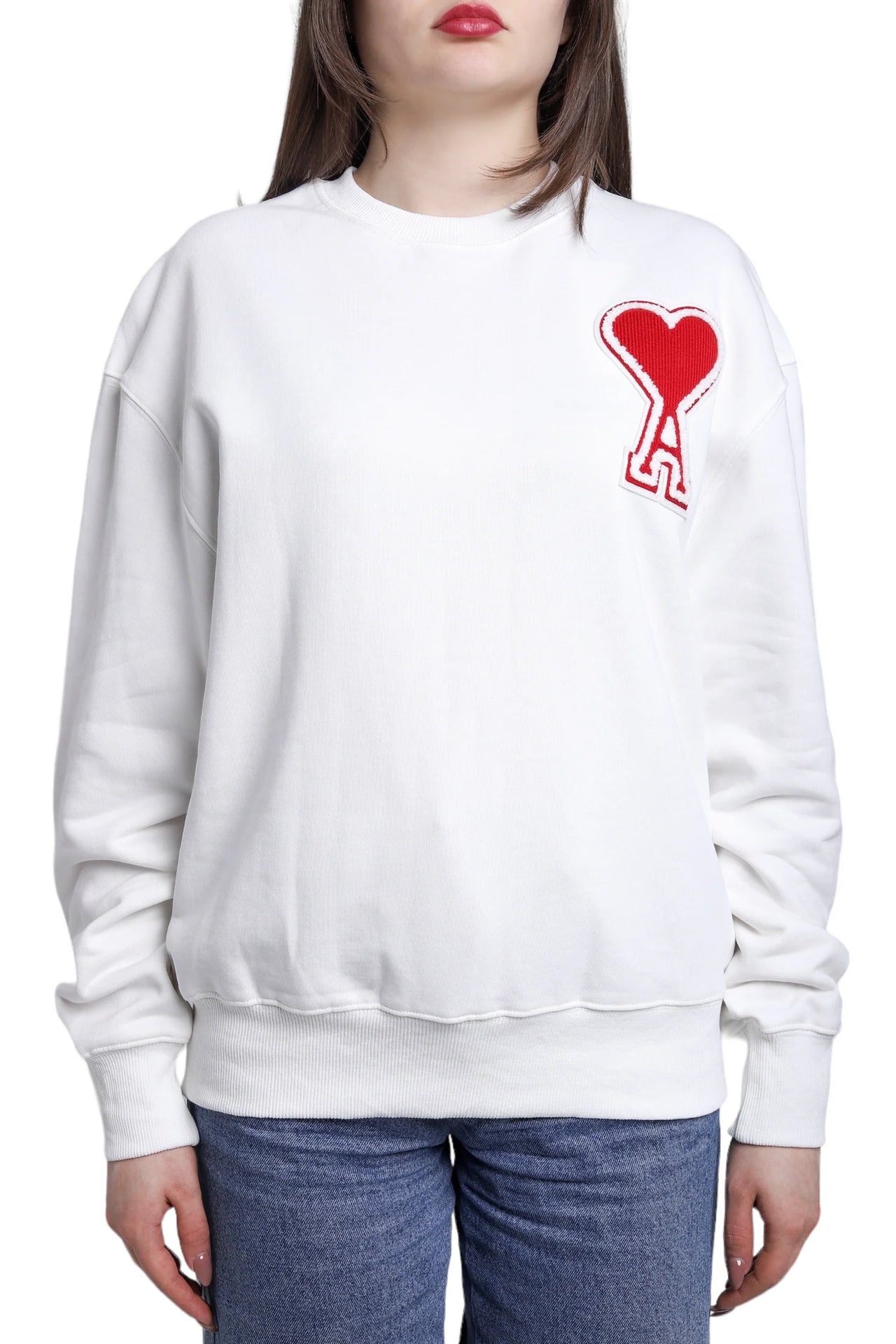 AMI Paris oversize Ami de Coeur patch sweatshirt White