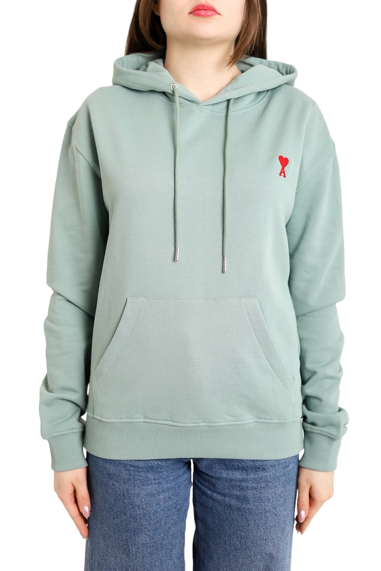 AMI Paris Ami de Coeur Small Heart Logo Hoodie Mint