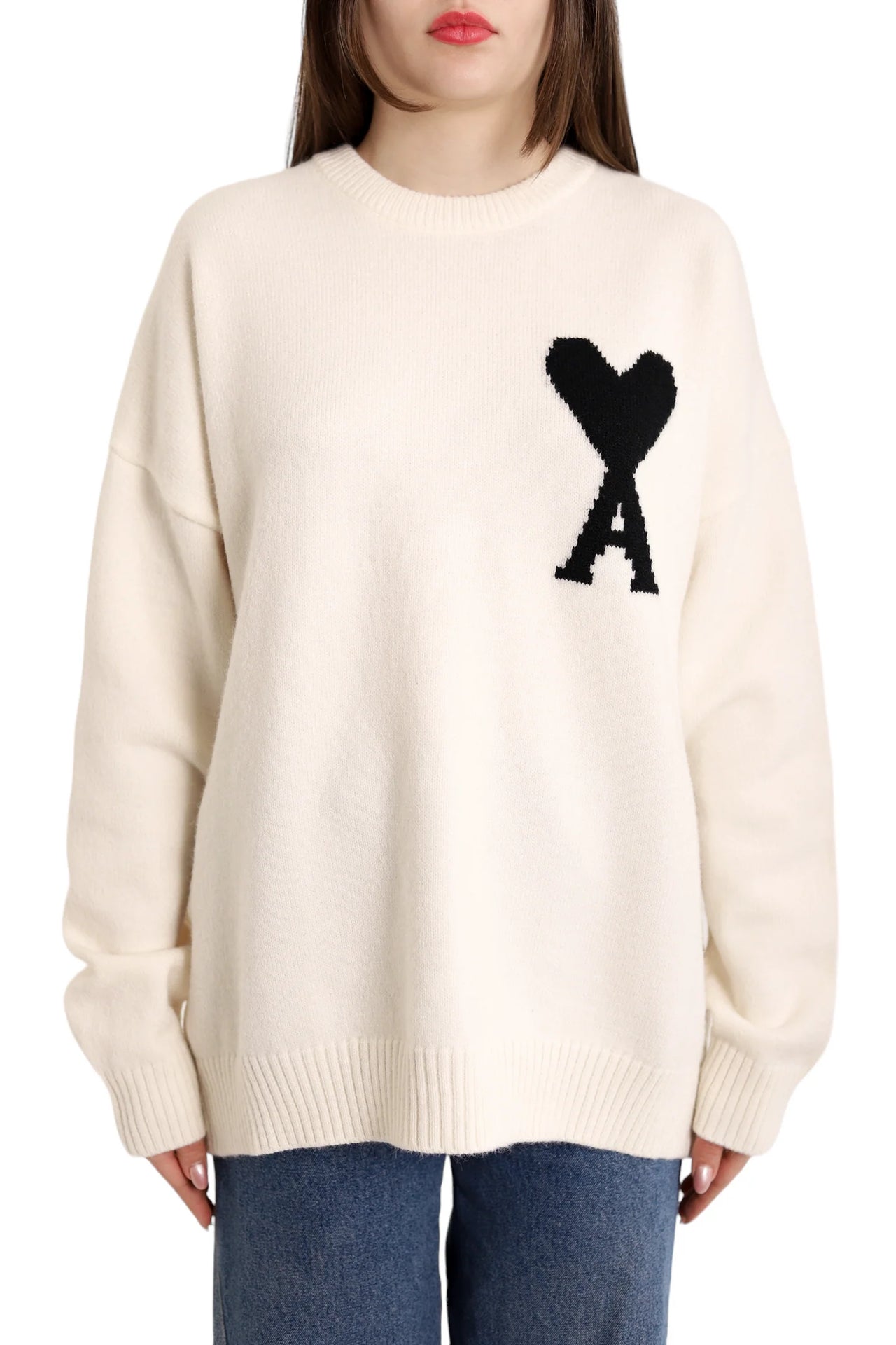 AMI Paris Ami De Coeur Oversize Sweater Off White