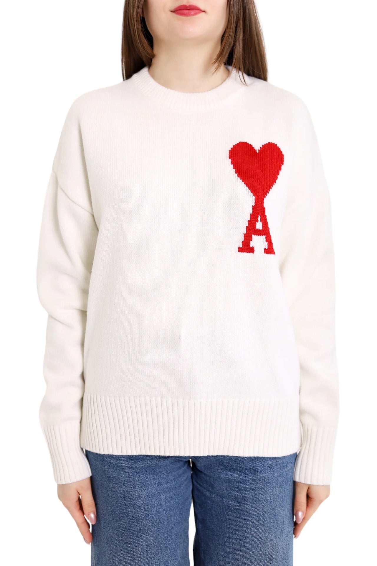 AMI Paris Ami De Coeur Oversize Sweater White