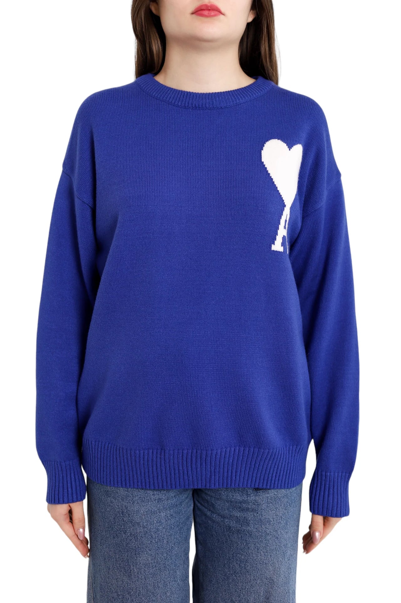 AMI Paris Ami De Coeur Oversize Sweater Blue