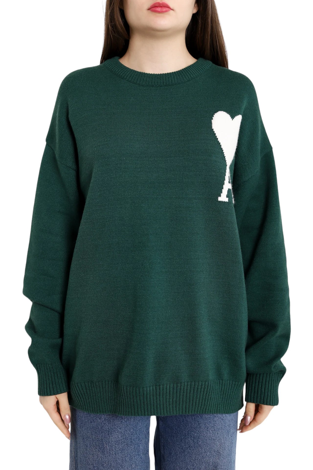 AMI Paris Ami De Coeur Oversize Sweater Green