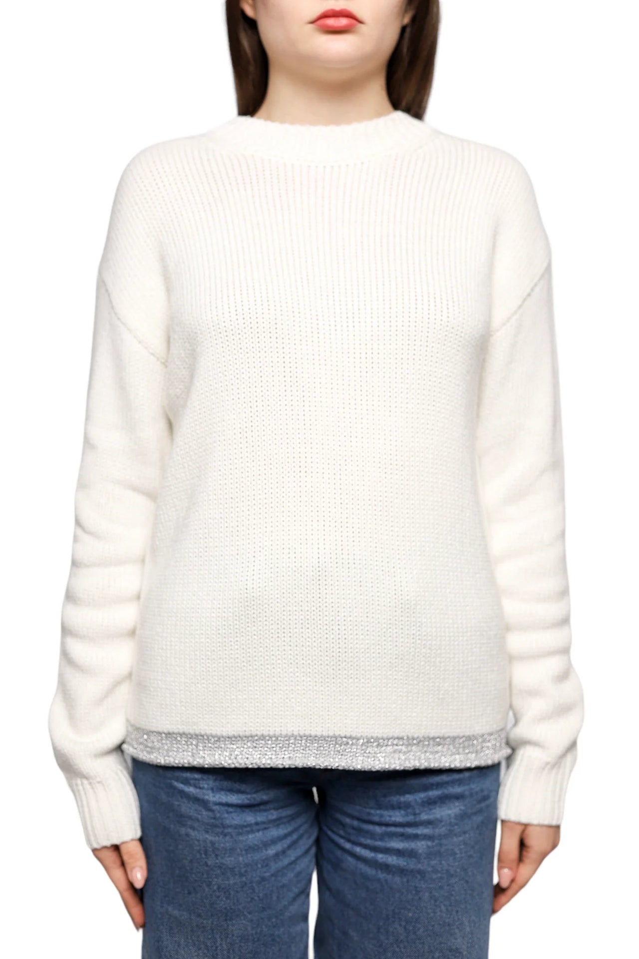 Jacquemus La Maille Pavane Sweater Silver Logo White