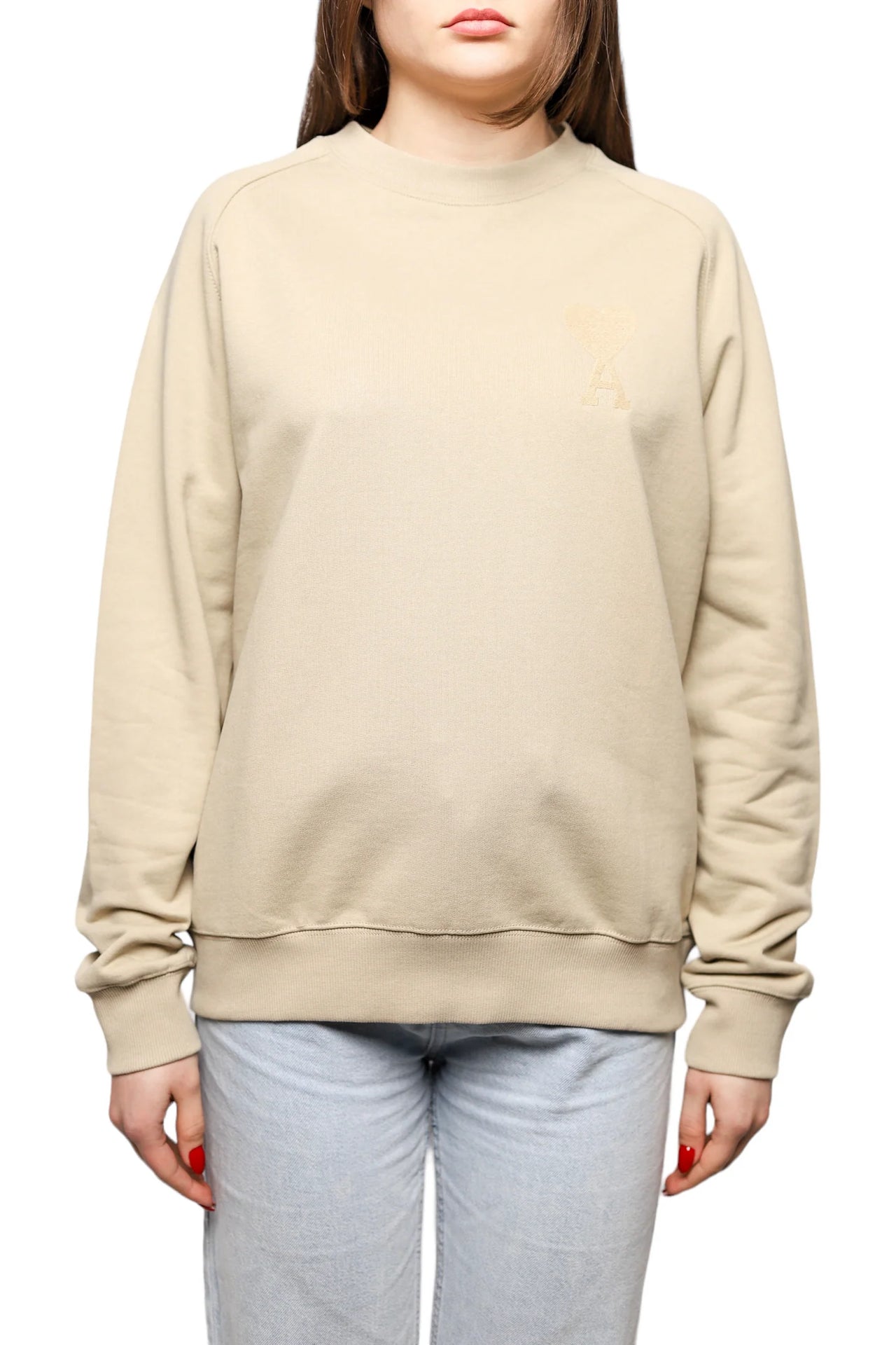 AMI Paris Broderie Sweatshirt Beige