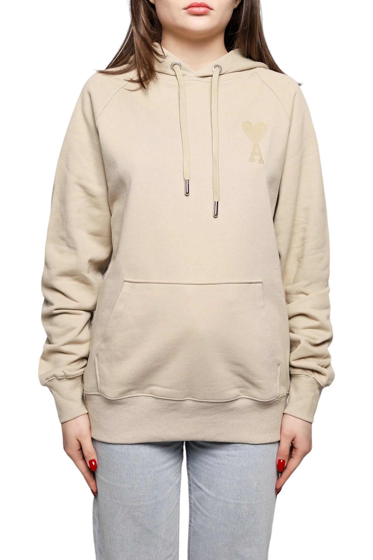 AMI Paris Ami de Coeur Hoodie Beige