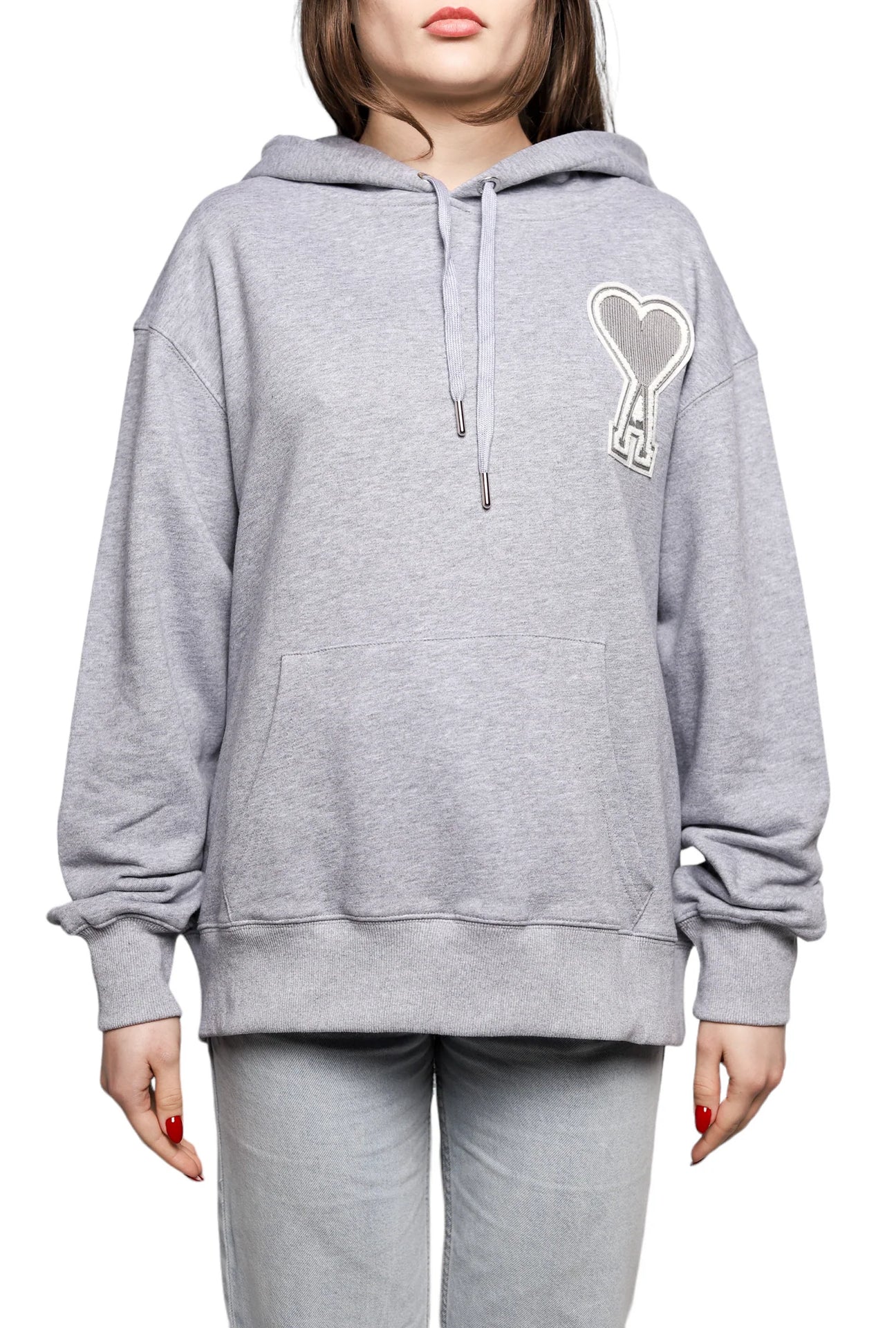 AMI Paris Oversize Ami de Coeur hoodie Grey