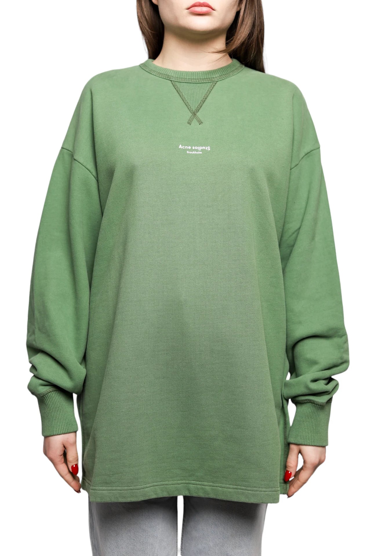 Acne Studios Reverse Fin Stamp Logo Sweatshirt Green