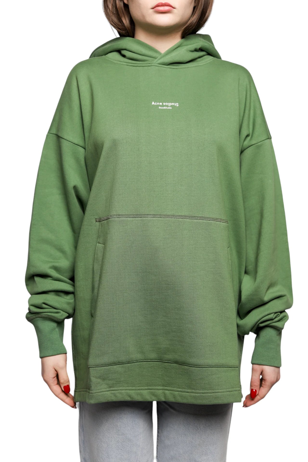 Acne Studios Franklin Reverse Logo Hoody Green