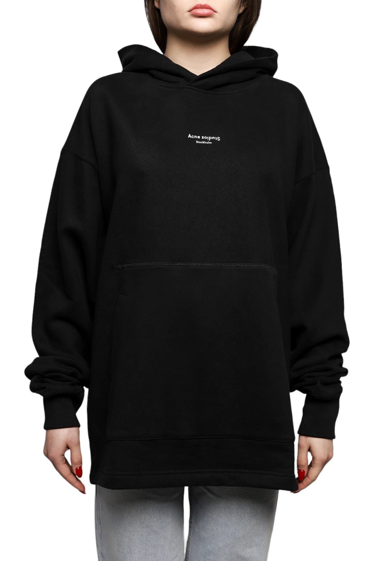 Acne Studios Franklin Reverse Logo Hoody Black