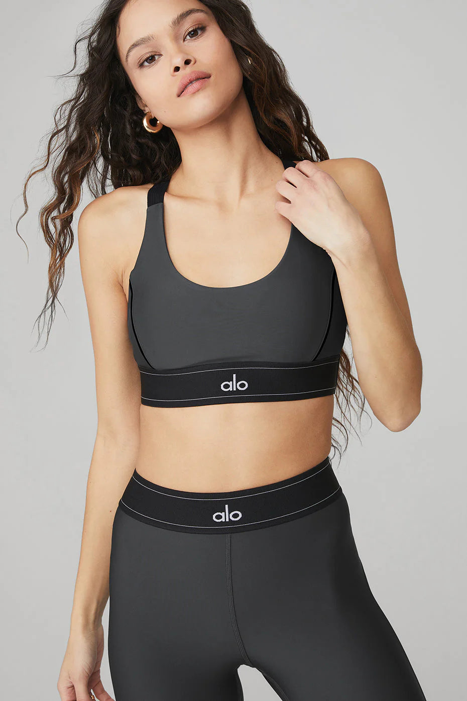 Alo Yoga Airlift Suit Up Legging and Bra Grey