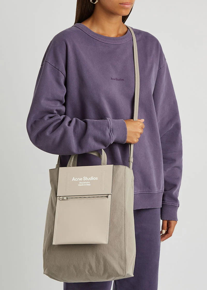 Acne Studios Baker Out medium canvas and printed leather tote Grey