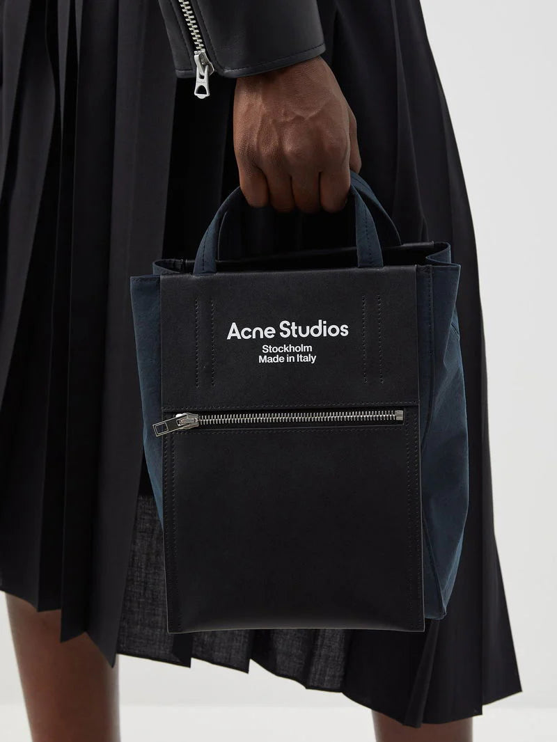 Acne Studios Baker Out small canvas and printed leather tote Black