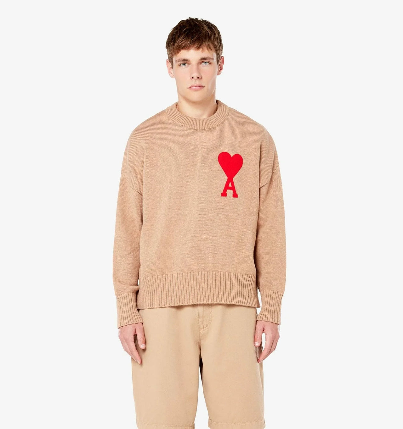 AMI Paris Ami De Coeur Crew-Neck Jumper Khaki