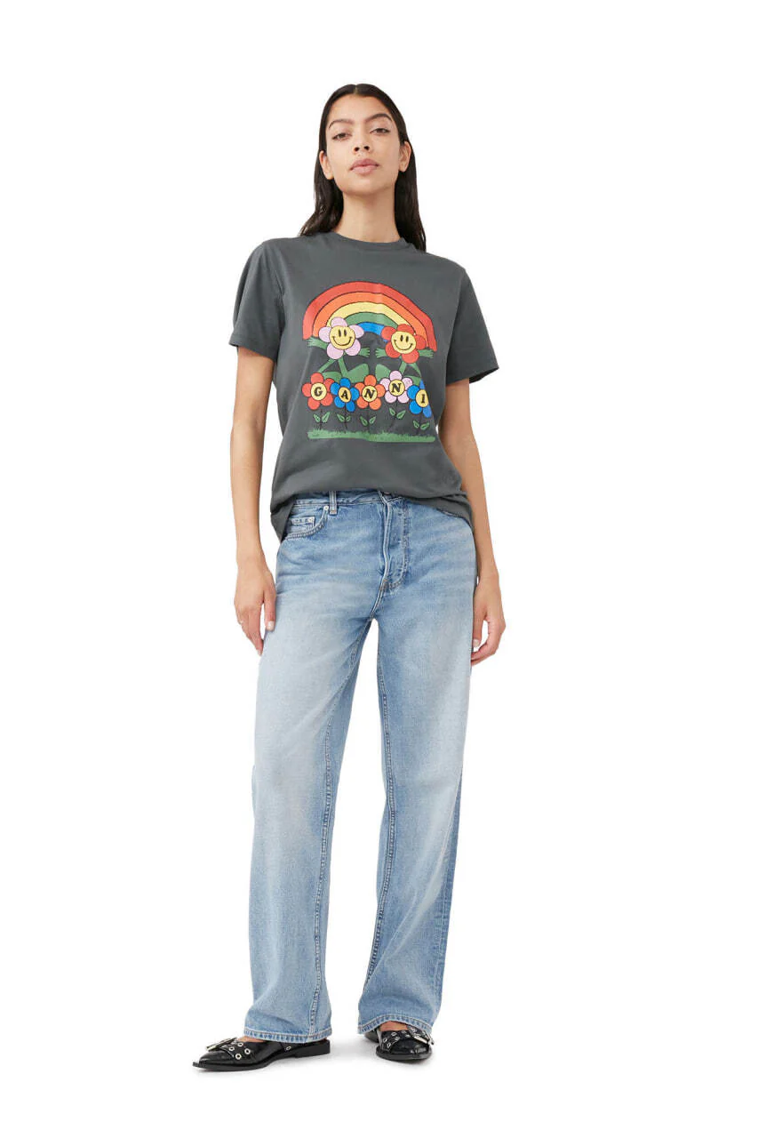GANNI Rainbow T-Shirt Grey