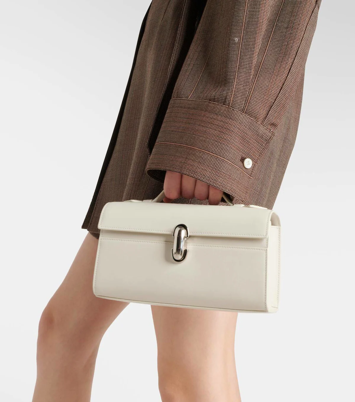 Savette Symmetry Pochette Leather Tote Bag Ivory